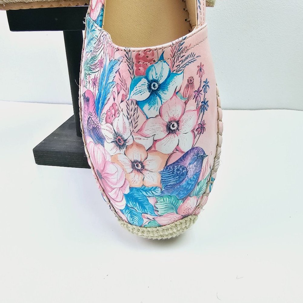 Anuschka Women's Floral Birds Espadrille Slip On Loafers, Sz 10 NWOB - Picture 3 of 10